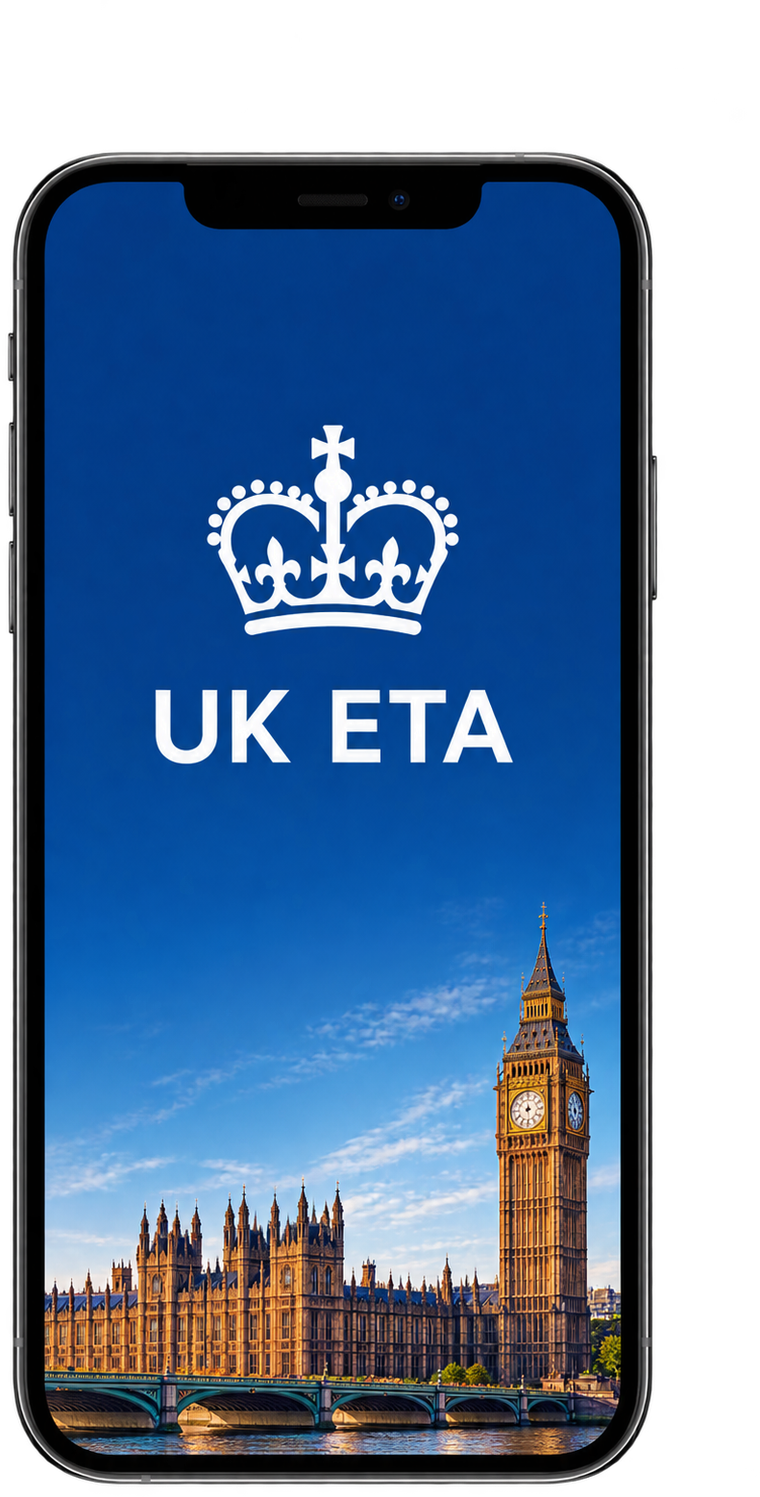 Aplikacija UK ETA na zaslonu mobitela